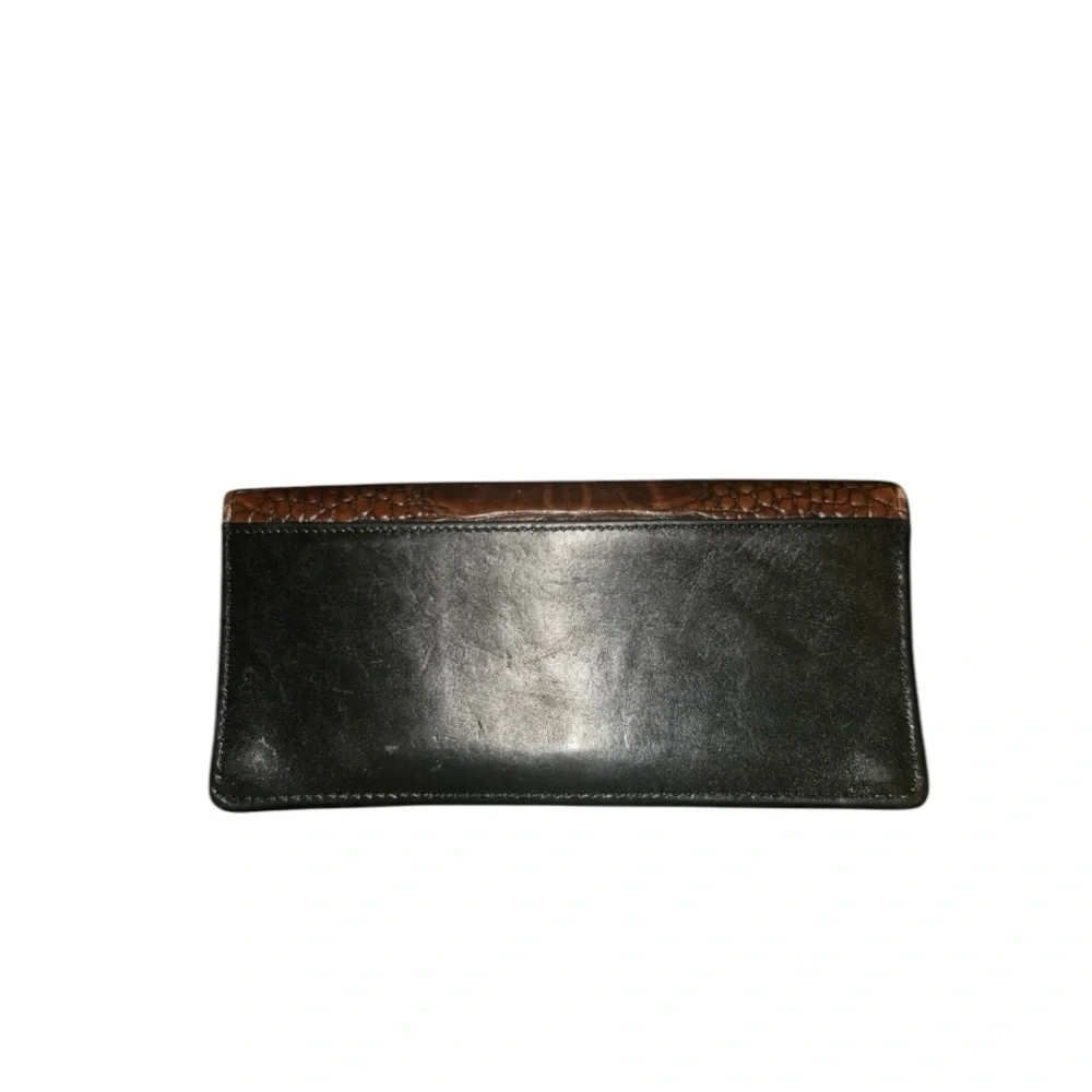 BRAHMIN Vintage Brown & Black Leather Crocodile Embossed Wallet